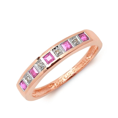 Bezel Setting Princess Rose Gold Alternate diamond and Lab Grown Diamond Rings