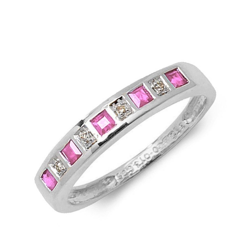 Bezel Setting Princess White Gold Alternate diamond and Naturally Mined Gemstone Diamond Rings