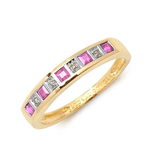 Bezel Setting Princess Yellow Gold Alternate diamond and Lab Grown Diamond Rings