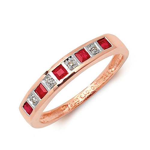 Bezel Setting Princess Rose Gold Squared diamond and Lab Grown Diamond Rings
