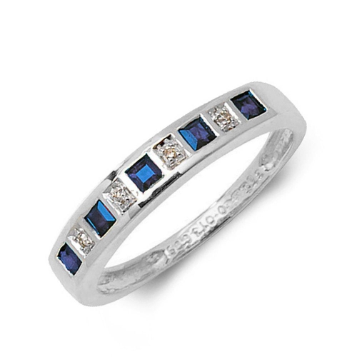 Bezel Setting Round Blue Sapphire Gemstone Diamond Rings