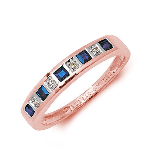 Bezel Setting Princess Rose Gold Squared diamond and Lab Grown Diamond Rings