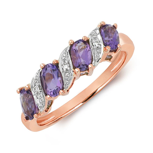 Prong Oval Rose Gold 4 stone diamond and Lab Grown Diamond Rings