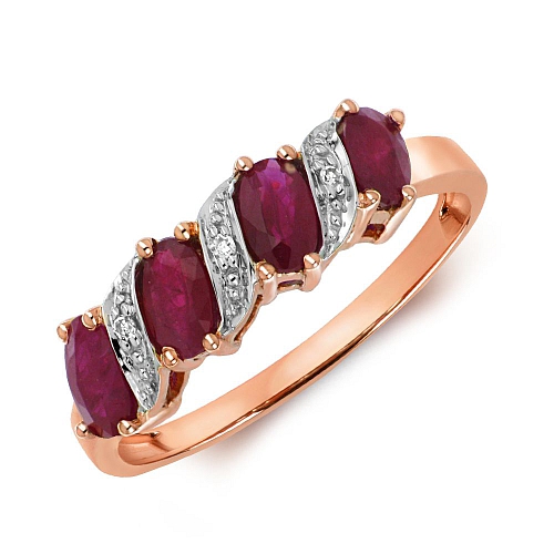 Prong Oval Rose Gold 4 stone diamond and Lab Grown Diamond Rings