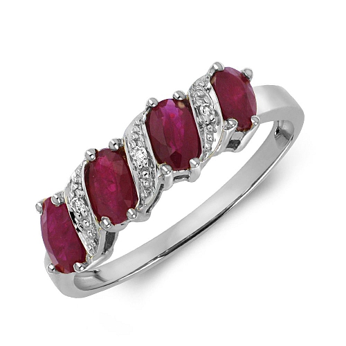 Prong Oval 4 stone diamond and Naturally Mined Gemstone Diamond Rings