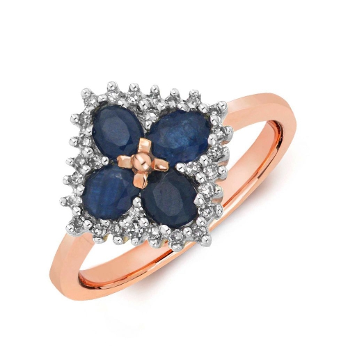 4 Prong Oval Rose Gold Flower shaped diamond and Naturally Mined Diamond Engagement Rings