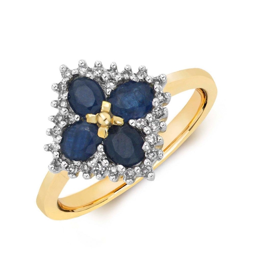 4 Prong Oval Yellow Gold Flower shaped diamond and Naturally Mined Diamond Engagement Rings