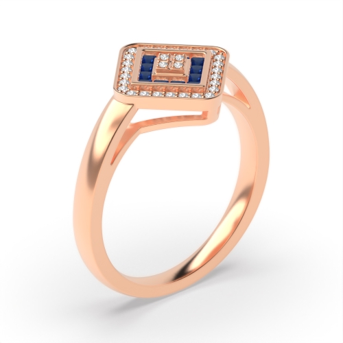 4 Prong Princess Rose Gold Square halo diamond and Naturally Mined Diamond Gemstone Engagement Rings