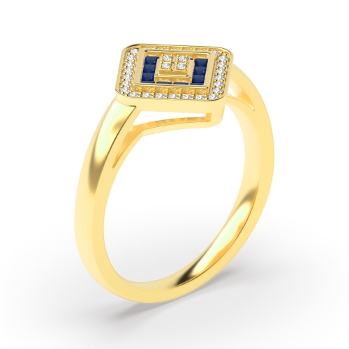 4 Prong Princess Yellow Gold Square halo diamond and Lab Grown Diamond Antique Engagement Rings