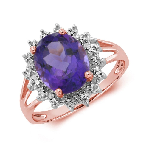 4 Prong Oval Rose Gold Flower spilt shoulder diamond and Lab Grown Diamond Engagement Rings