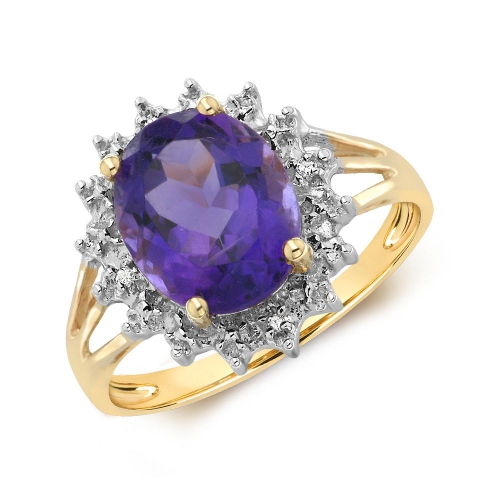4 Prong Oval Yellow Gold Flower spilt shoulder diamond and Lab Grown Diamond Engagement Rings