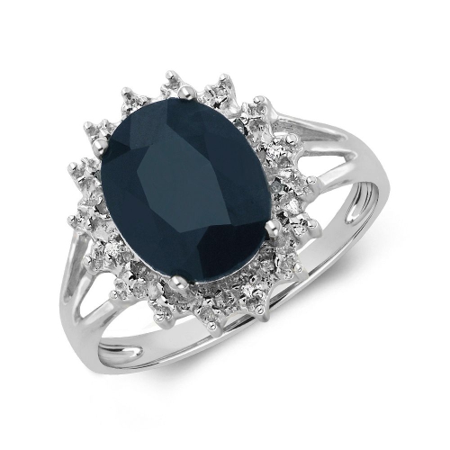 Gemstone Ring With 0.6Ct Oval Shape Blue Sapphire And Diamonds