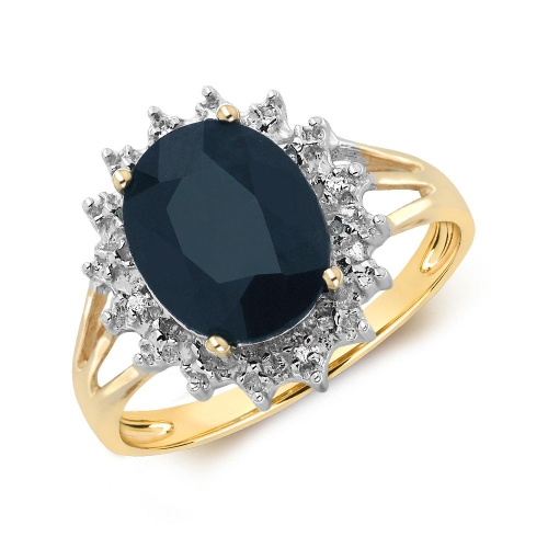 4 Prong Oval Yellow Gold Flower spilt shoulder diamond and Lab Grown Diamond Engagement Rings