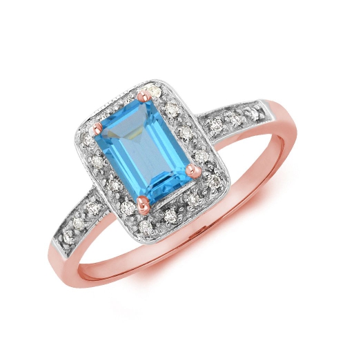 4 Prong Emerald Rose Gold Topaz shine Lab Grown Diamond Engagement Rings