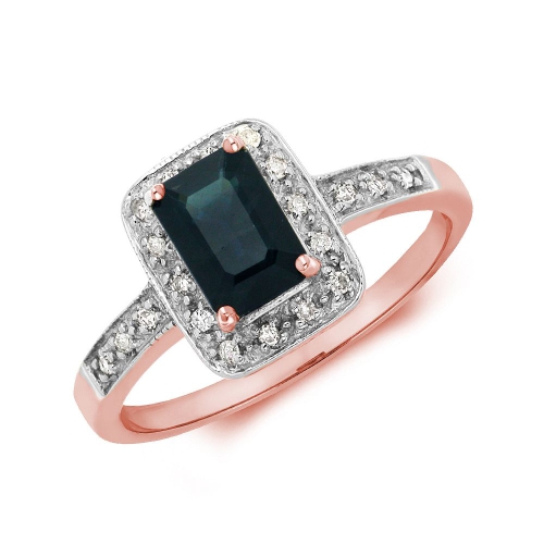 4 Prong Emerald Rose Gold Halo with diamond and Lab Grown Diamond Engagement Rings