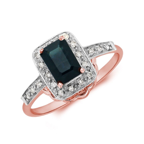 4 Prong Emerald Rose Gold Designer halo diamond and Lab Grown Diamond Engagement Rings