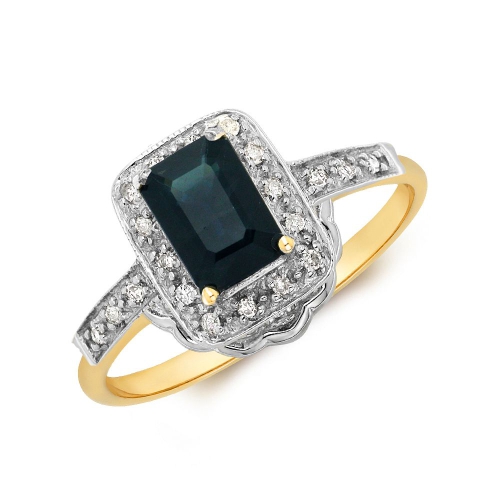 4 Prong Emerald Yellow Gold Designer halo diamond and Lab Grown Diamond Engagement Rings