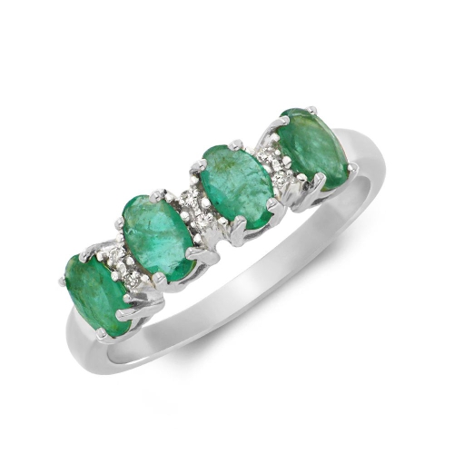 4 Prong Round Emerald Gemstone Diamond Jewellery Gifts Idea