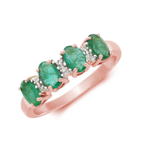 Prong Oval Rose Gold Anitque 4 stone diamond and Lab Grown Diamond Rings