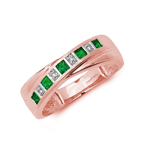 Bezel Setting Princess Rose Gold Crossover diamond and Naturally Mined Diamond Rings