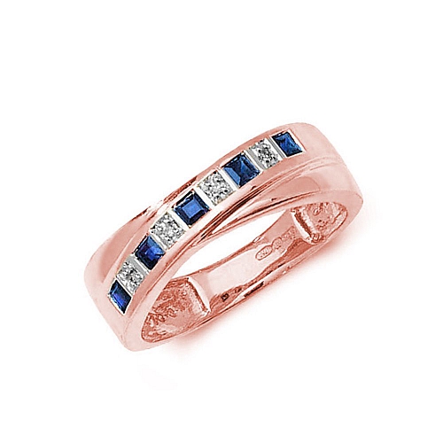 Bezel Setting Princess Rose Gold Crossover diamond and Lab Grown Diamond Rings