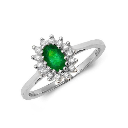 Gemstone Ring With 0.35Ct Oval Cut Emerald And Diamonds | Abelini