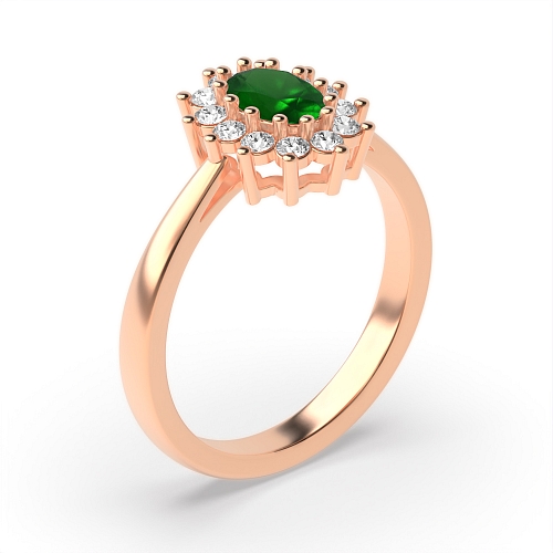 4 Prong Oval Rose Gold Flower style diamond and Lab Grown Diamond Engagement Rings