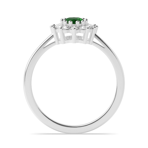 4 Prong Oval Flower style diamond and Emerald Engagement Rings