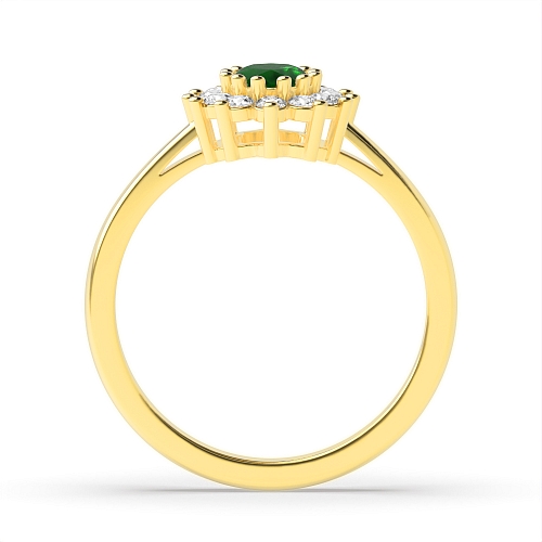 4 Prong Oval Yellow Gold Flower style diamond and Lab Grown Diamond Engagement Rings