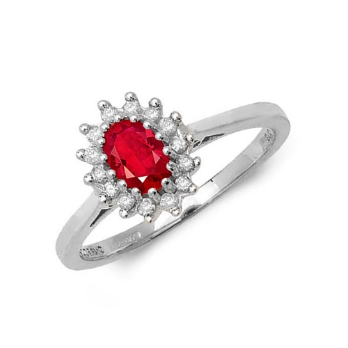 Gemstone Ring With 0.35Ct Oval Shape Ruby And Diamonds | Abelini