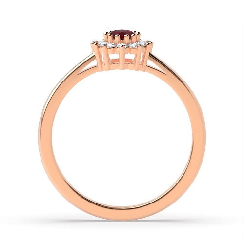 4 Prong Oval Rose Gold Vintage halo Lab Grown Diamond Engagement Rings