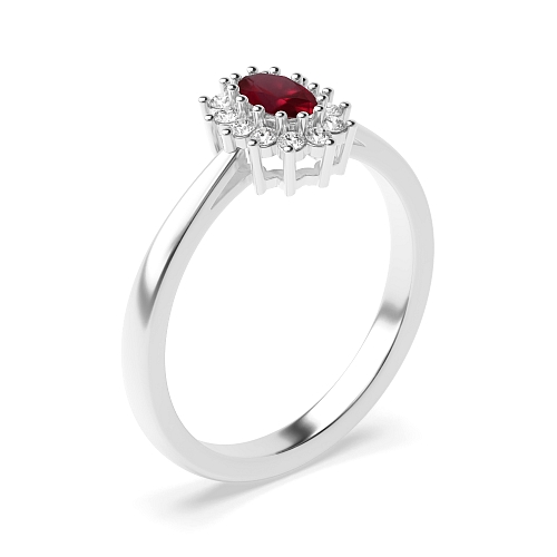 4 Prong Oval Vintage halo Lab Grown Diamond Engagement Rings