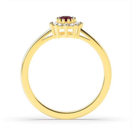 4 Prong Oval Yellow Gold Vintage halo Lab Grown Diamond Engagement Rings