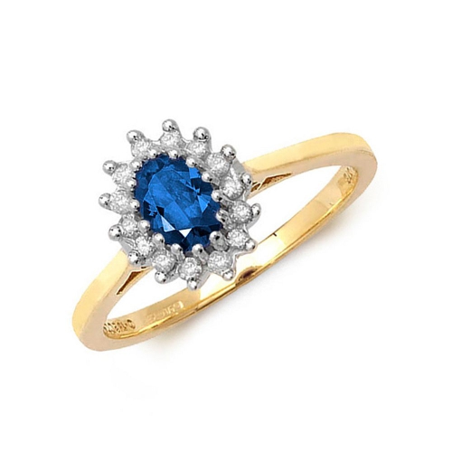 Gemstone Ring With 0.35Ct Oval Cut Blue Sapphire And Diamonds