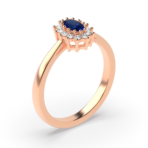 4 Prong Oval Rose Gold Vintage flower head Lab Grown Diamond Engagement Rings