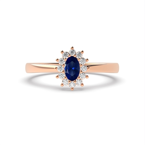4 Prong Oval Rose Gold Vintage flower head Lab Grown Diamond Engagement Rings
