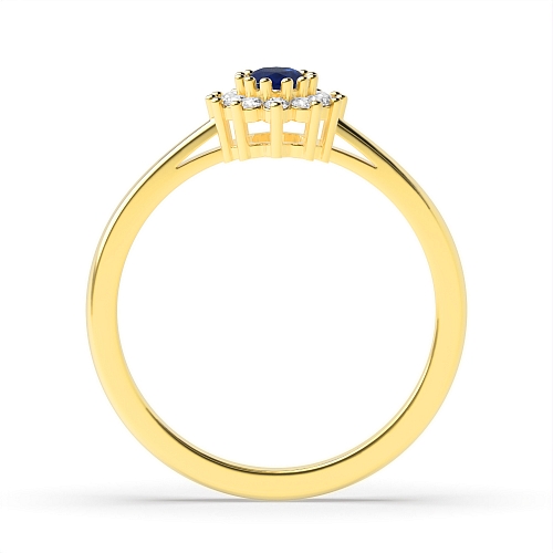 4 Prong Oval Yellow Gold Vintage flower head Lab Grown Diamond Engagement Rings