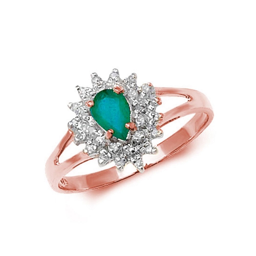 Prong Pear Rose Gold Flower style split shoulder diamond and Lab Grown Diamond Engagement Rings