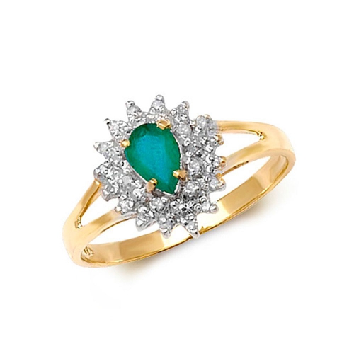 Prong Pear Yellow Gold Flower style split shoulder diamond and Lab Grown Diamond Engagement Rings