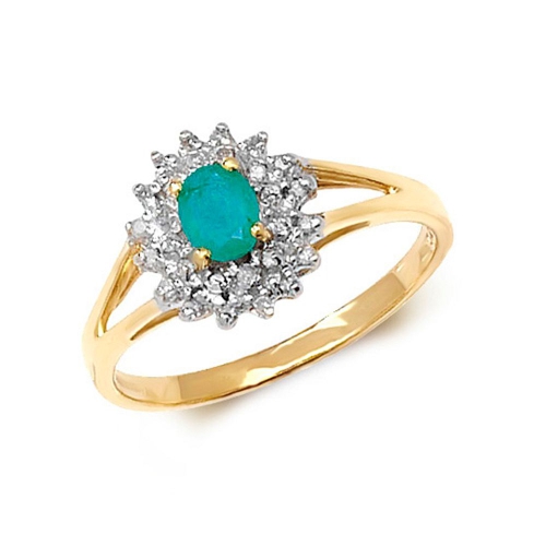 4 Prong Oval Yellow Gold Flower style split shoulder diamond and Lab Grown Diamond Engagement Rings