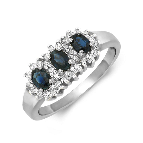 4 Prong Oval 3 stone halo diamond and Naturally Mined Gemstone Diamond Rings