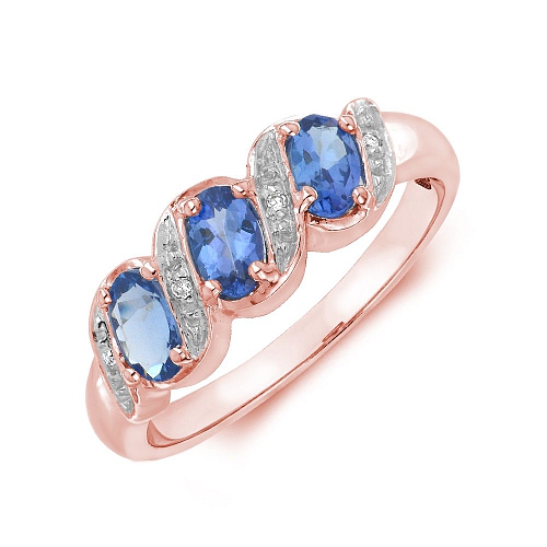 Pave Setting Oval Rose Gold 3 stone side diamond and Lab Grown Diamond Rings