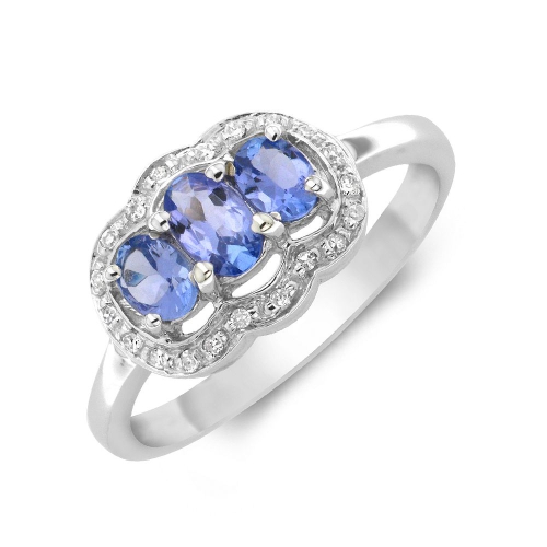 4 Prong Oval Three stones diamond and Naturally Mined Diamond Gemstone Engagement Rings