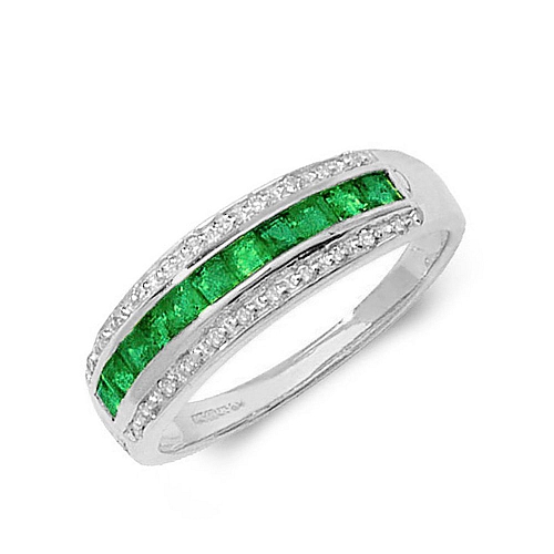 Channel Setting Princess Three row diamond and Lab Grown Gemstone Diamond Rings