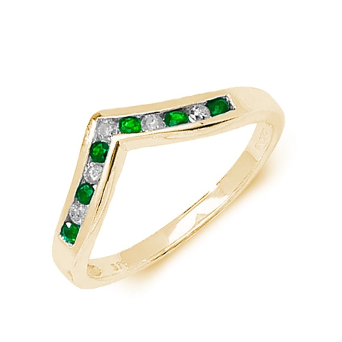 Channel Setting Round Yellow Gold Wishbone diamond and Lab Grown Diamond Rings
