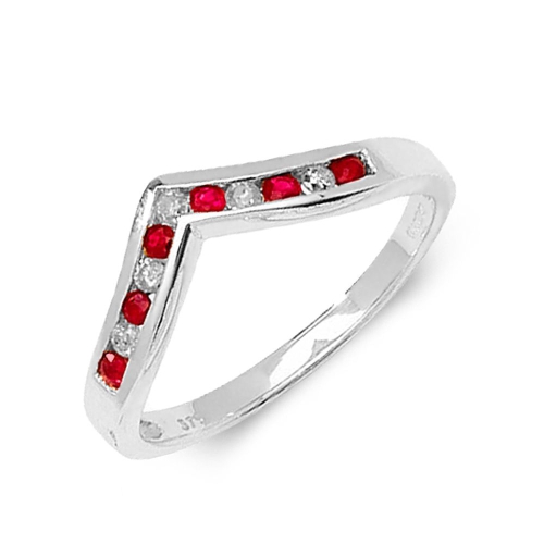 Channel Setting Round White Gold Ruby Gemstone Diamond Rings