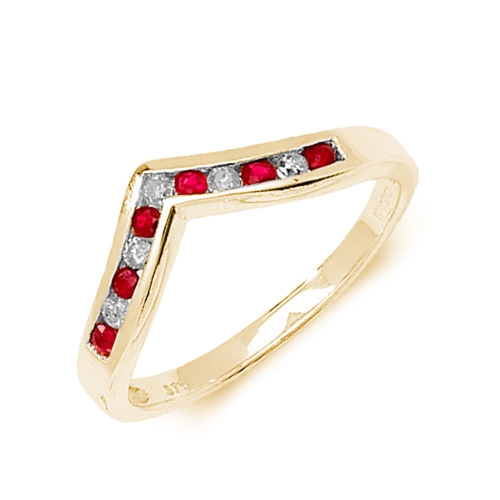 Channel Setting Round Yellow Gold Wishbone diamond and Lab Grown Diamond Rings