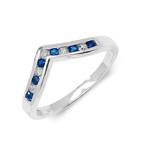 Channel Setting Round White Gold Wishbone diamond and Naturally Mined Gemstone Diamond Rings