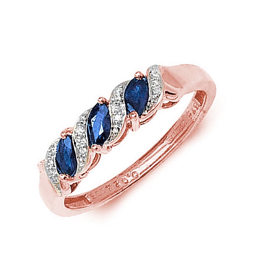 4 Prong Marquise Rose Gold S link three stone diamond and Lab Grown Diamond Rings