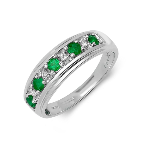 Pave Setting Round White Gold Rubover diamond and Naturally Mined Gemstone Diamond Rings